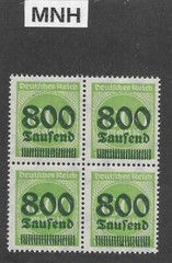 MNH stamp block Overprint 800K over 1000Mk Sc #268 Weimar German Republic 1923