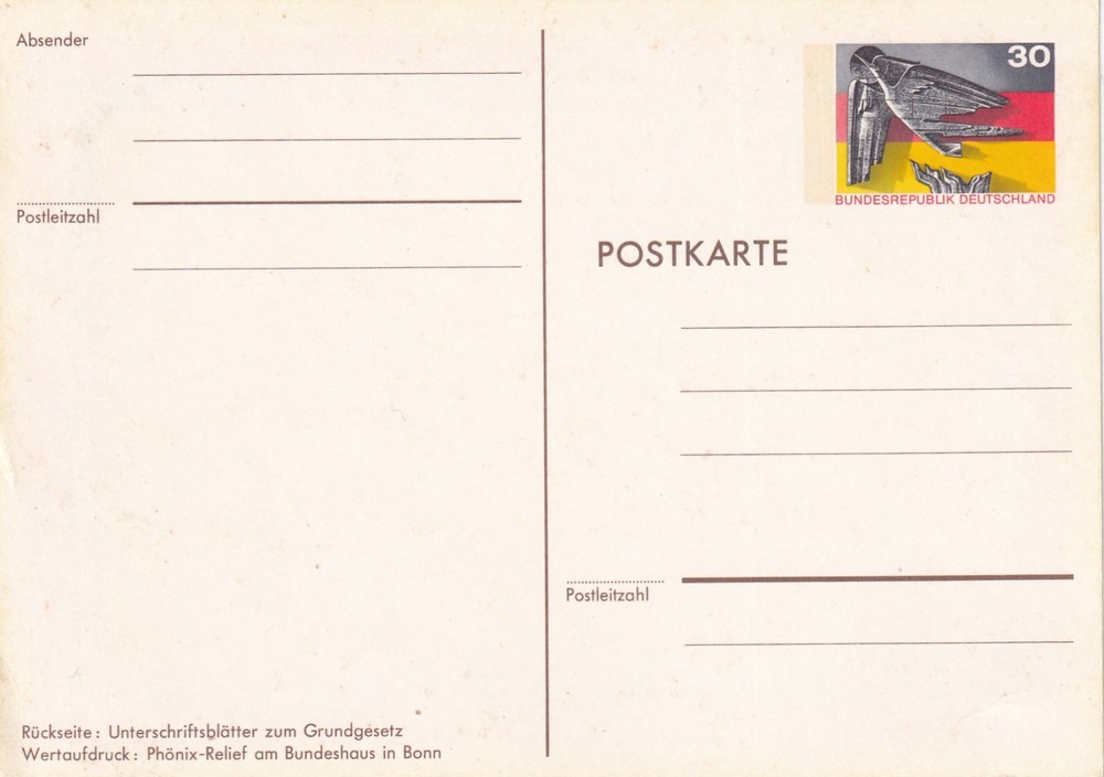 Bundesrepublik Postal card 30 pf 25yrs Bundesrepublik Deutschland