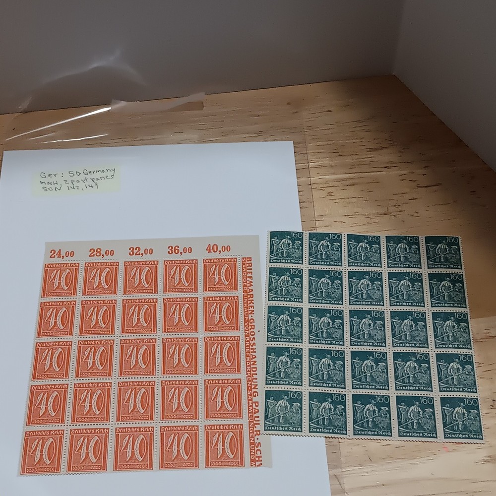 Lot of Weimar Republic Stamps from 1920s Germany, including 40 Pfennig Stamps