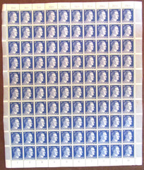 Deutsches 3rd Reich German Hitler 3 Full Sheets Stamps Hitler Head 25PF