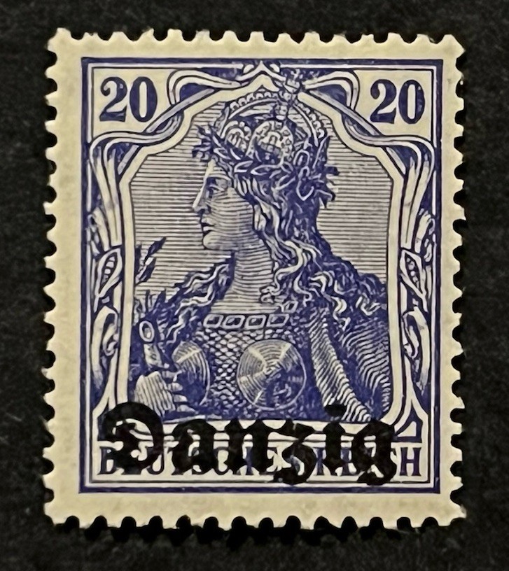 Travelstamps- 1920 GERMANY POLAND DANZIG Mi 4 Mint, Og Hinged 20pf
