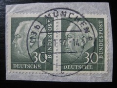 GERMANY Mi. #259 scarce used Heuss stamp pair! CV $145.00