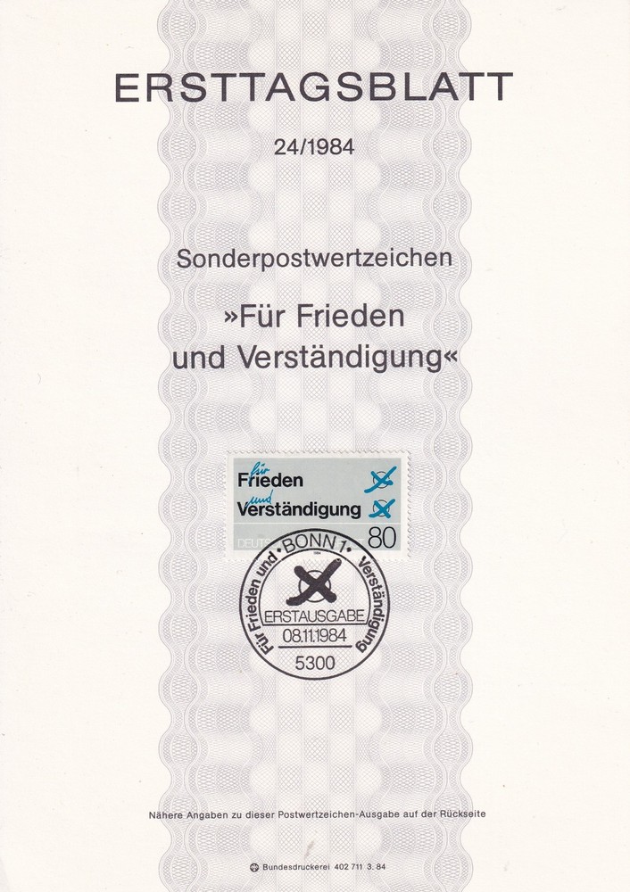 Bundesrepublik ETB 1231 Scott 1431 Peace and Understanding