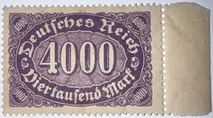 Travelstamps: 1922 Germany Stamps Deutsches Reich 4000 Mark Mi. Nr. 255 MOGNH