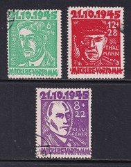 GERMANY 1945 Russian Zone Mecklenburg Heroes set of 3 SG RB13-15 Used (CV £275)