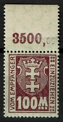 Danzig, Porto 24 X Upper margin MNH, Mi. 2.80