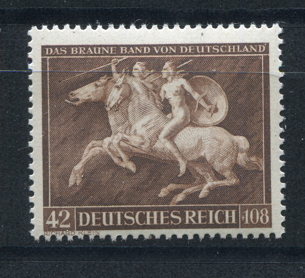 GERMANY 3rd REICH 1941 BROWN RIBBON MUNICH HORSE RACES SCOTT B192 PERFECT MNH