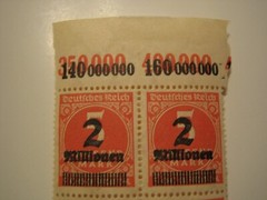 4 SET 1923 Deutsches Hyperinflation Stamps 5000 Marks Overstamp 2 Million Marks