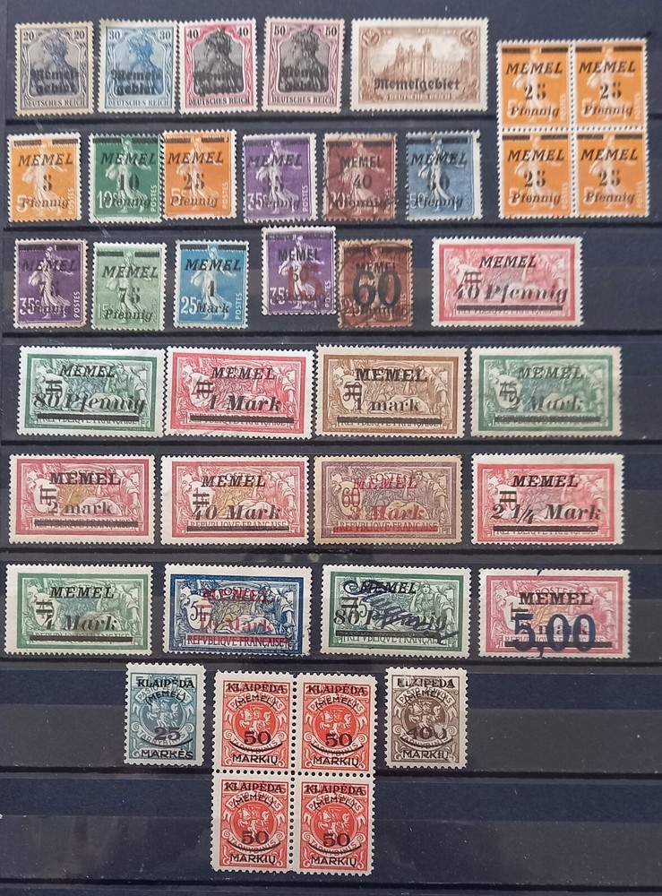 MEMEL 1920-1923 32 STAMPS + 2 BLOCKS OF 4 MNH-MH-USED with 1.50 Mk 1920, Mi# 11