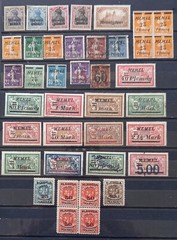 MEMEL 1920-1923 32 STAMPS + 2 BLOCKS OF 4 MNH-MH-USED with 1.50 Mk 1920, Mi# 11