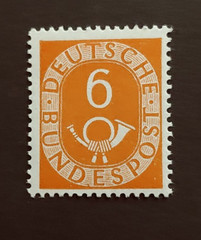 1951 POSTHORN 6PF VF MNH GERMANY DEUTSCHLAND