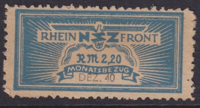 Stamp Germany Revenue WWII 3rd Reich NSZ National Newspaper 1940 Dec MNG