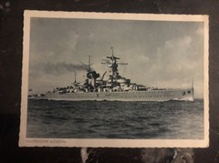1944 Hamburg Germany Feldpost RPPC Postcard Battlecruiser Lützow Kriegsmarine