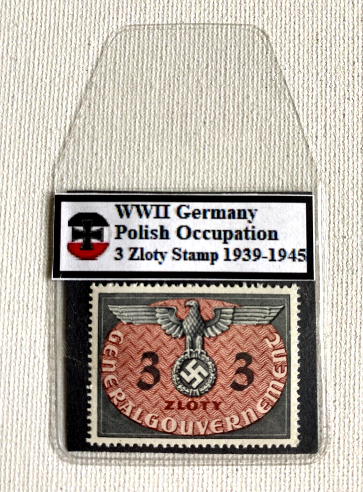Rare WWII Germany 3 Zloty General Gouvernement Stamp – MNH In Protective Sleeve