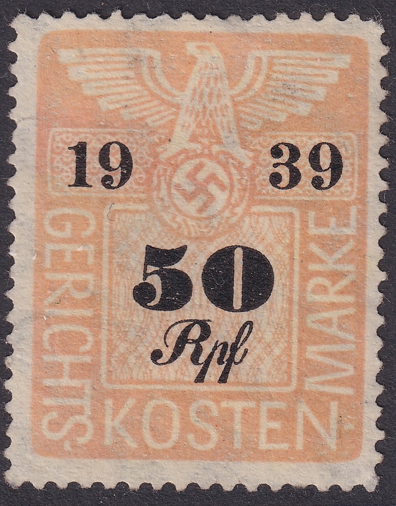 Stamp Germany Poland Revenue WWII Court Document Fee 1939 0050 RFP MNH