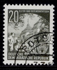 EAST GERMANY DDR SGE128, 1953 20pf bronze-green, FINE USED.