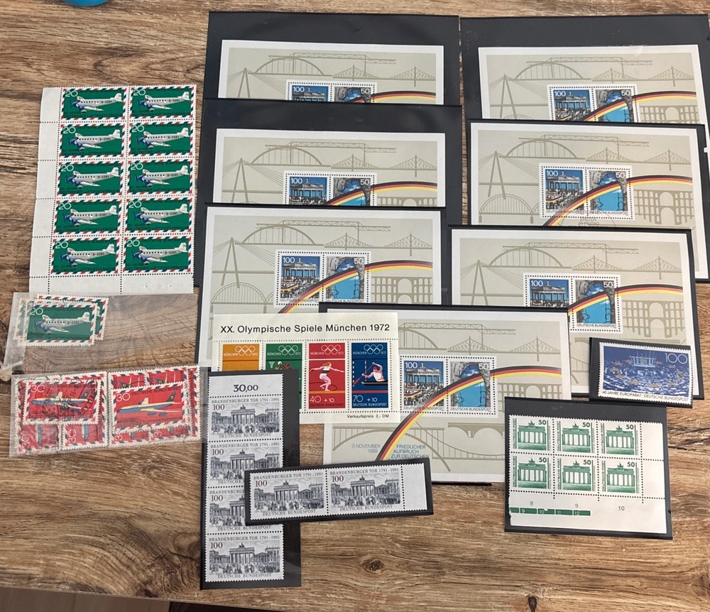 Lot Of 7 1990 Germany Deutsche Mini Sheet Berlin Wall MNH + Other Stamps.