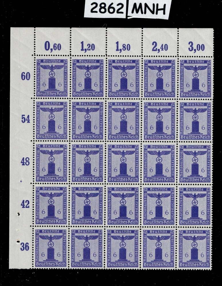 MNH stamp block PF06 Sc S16 Third Reich Swastika WWII Germany 1942 #2862