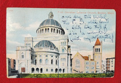 Antique US postcard Christian Science church Boston Mass 1908 New York NY NYC