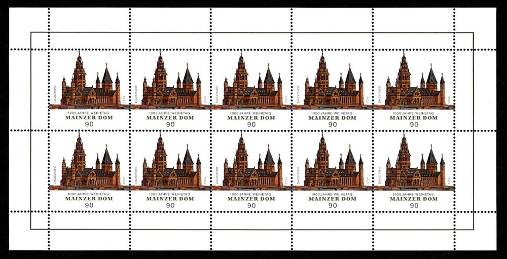 GERMANY, SCOTT # 2544, MNH MINI SHEET – MAINZ CATHEDRAL CONSECRATION, YEAR 2009