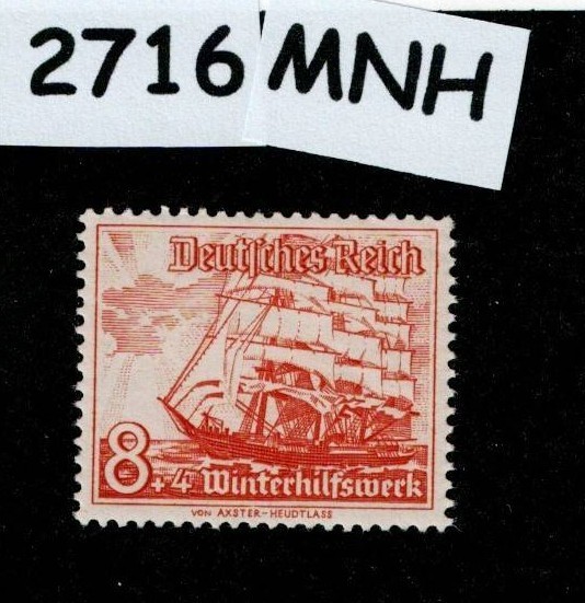 MNH Stamp B111 1937 Germany Boats Ships Schooners Winter relief fund #2716
