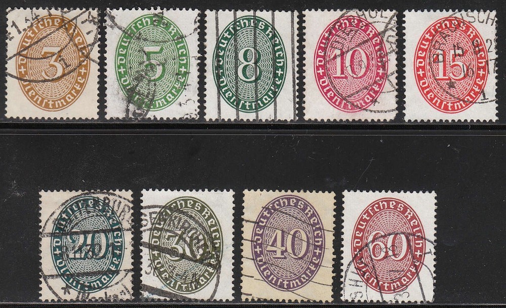 Stamp Germany Official Mi 114-22 1927 Dienst Reich Empire Inflation Set Used