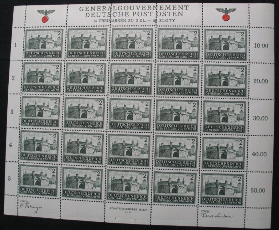 General Government, Adolf Hitler Occupation KLB ex 113-116 Plate Error – READ