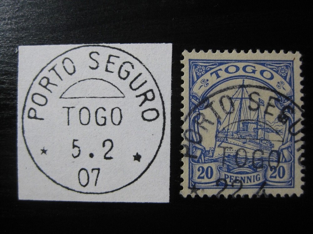 TOGO GERMAN COLONY Mi. #10 used Kaiser Yacht stamp w/ „Porto Seguro“ cancel!
