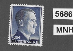 #5686 MNH Adolf Hitler stamp / 5RM Third Reich / WWII Germany Sc527 Perf 12.5