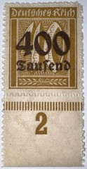 Travelstamps: 1923 Germany Deutsches Reich Stamps Mi: 300, 400 000 Mark, MOGNH