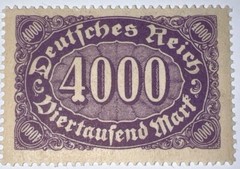 Travelstamps: 1922 Germany Stamps Deutsches Reich 4000 Mark Mi. Nr. 255 MOGNH