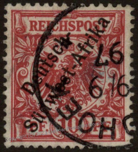 German 1898 SW Africa WINDHOEK WINDHUK DSWA Mi3 Overprinted 10pf Deutsche 104655