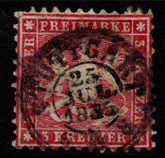 Wurttemberg SC# 36A Dark Claret Used / Piece Rem / Small Top Thin – S48353