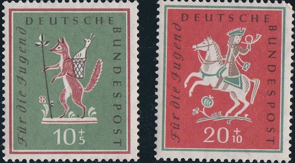 GERMANY 1958 MNH HORSE FOX EDUCATION FINANCING YOUNG PEOPLE TRAVEL