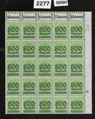 MNH Stamp block Overprint 800K over 400 Mark Sc 266 German Republic 1923 #2277