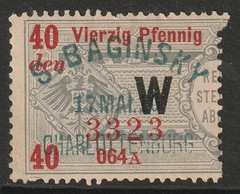 Germany 1903 40pf Revenue (W Ovpt) Used (Left Half) – S44906