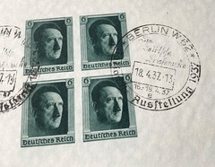 Germany 1937 Berlin Stamp Exh Souvenir Sheet 4 Imperf Hitler Stamps Sp Cancel 7B