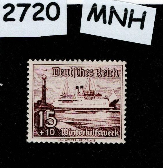 MNH Stamp B113 1937 Germany Boats Ships Schooners Winter relief fund #2720