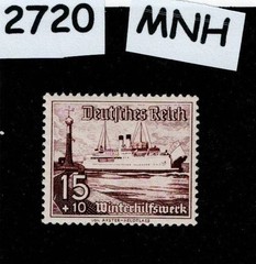MNH Stamp B113 1937 Germany Boats Ships Schooners Winter relief fund #2720