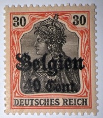 Travelstamps: Germany Offices in Belgium Stamps WWII, 30pf w/ 40c OP MOGNH Wmk