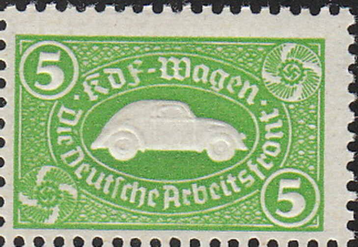 Stamp Germany Revenue WWII 3rd Reich VW KDF Volkswagen Green German Auto MNG