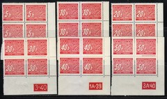 Bohemia & Moravia 1939/1940 MNH Mi 1-14 Sc J1-J14 Due Plate number Blocks **