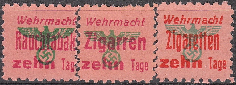 Stamp Germany Revenue WWII 3 Reich War Era Tabacco Cigar Tax Lot MNG