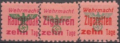 Stamp Germany Revenue WWII 3 Reich War Era Tabacco Cigar Tax Lot MNG