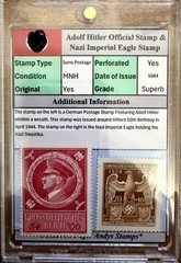 Adolf Hitler Official Stamp, and Nazi Imperial Eagle Stamp 1944