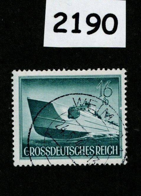Used stamp B265 1944 WWII Germany Military Hero’s Navy patrol boat #2190