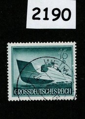 Used stamp B265 1944 WWII Germany Military Hero’s Navy patrol boat #2190