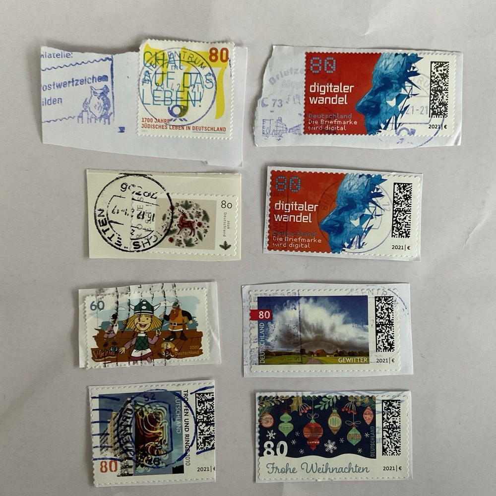 8 Germany stamps~2020-2021~digitaler wandel+Wickie+Jewish life 1700+Christmas