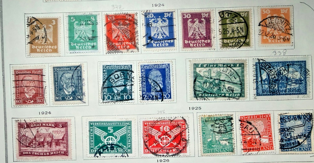 Germany Lot of 19 Stamps – 1924-28 (Scott Catalog 330-349) – RARE ITEMS in LOT!
