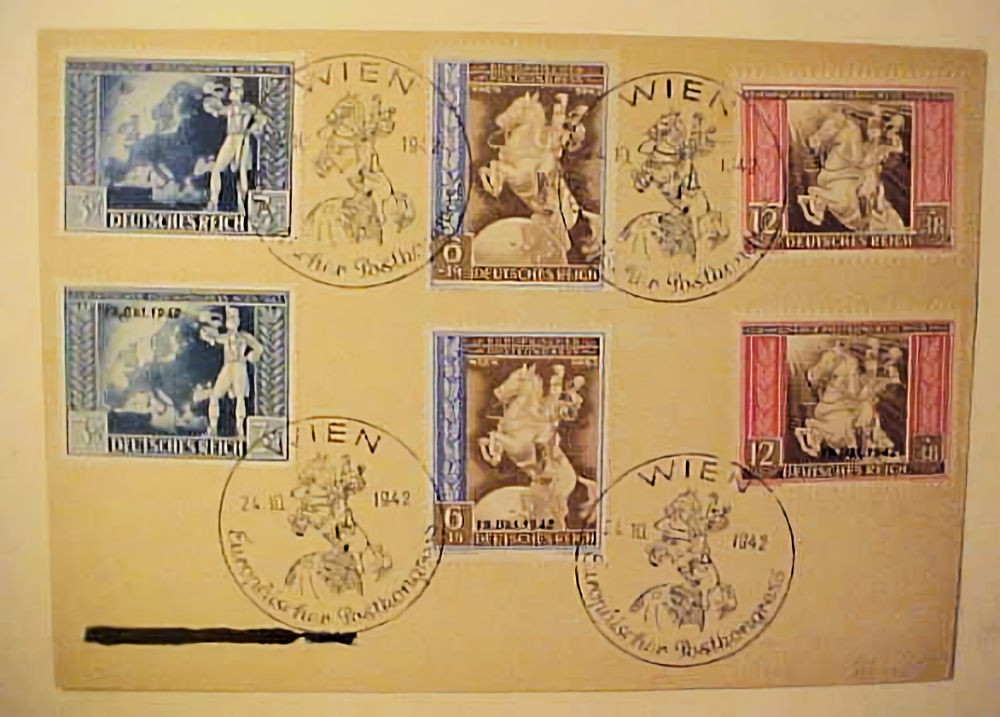 GERMAN AUSTRIA PICTORIAL CANCEL 1942 OCT 24 WIEN HORSE BOTH SETS POSTAL CARD